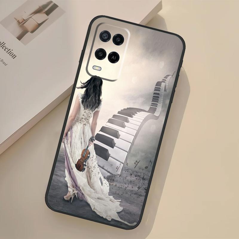 Чехол-книжка для скрипки и пианино для Oppo A5 Pro A15 A17 A57 A77 A18 A38 A58 A78 A98 A96 A76 A16 A94 A74 A54 A40 A60 A80