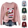 Women's Fashion Casual Long Sleeve Christmas Printed Neck Woolen Knit Pullover Top