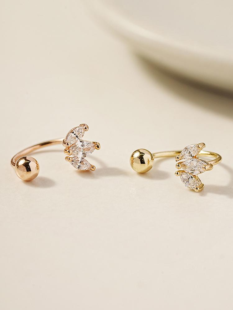 Minimalpiercing 14K Mini Tiara Curve Ring Piercing Earrings