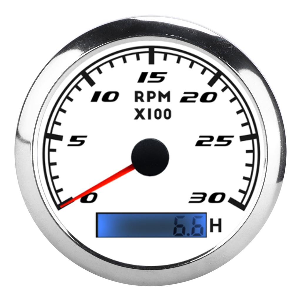 85-мм Тахометр с указателем RPM Tacho Gauge IP67 Нержавеющая сталь Универсальный для Автомобиля Лодки Морской Белый