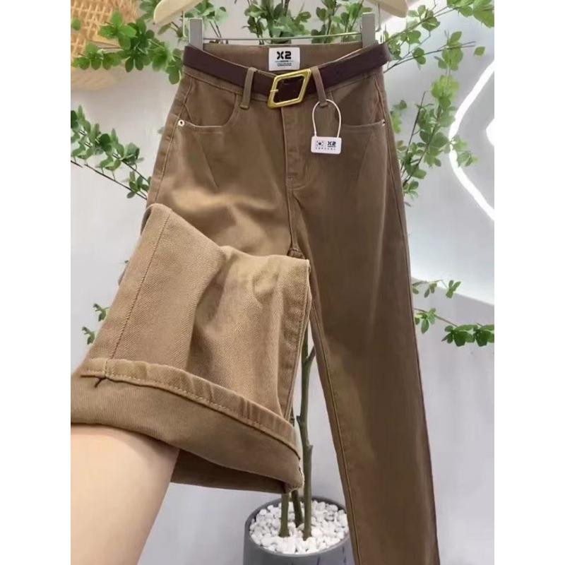 Винтажные джинсы больших размеров Spring Wide Leg, женские, с высокой талией, универсальные, прямые, длиной до пола