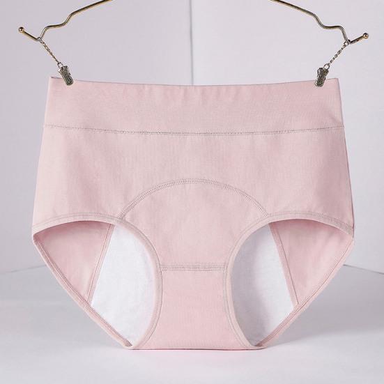 Женские трусики однотонные, большого размера, с высокой талией, бесшовные, эластичные, для предотвращения месячных