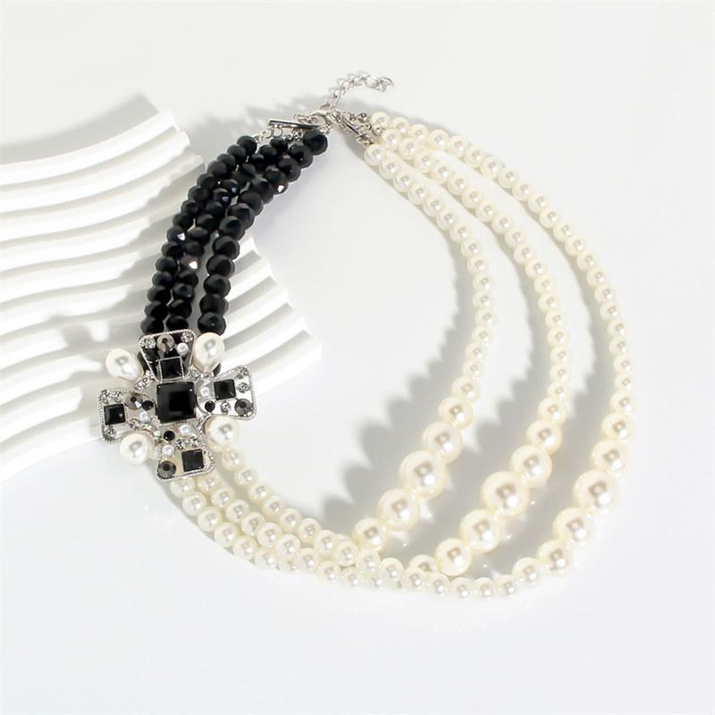 Винтажное геометрическое квадратное искусственное жемчужное многослойное ожерелье для женщин, модные ожерелья