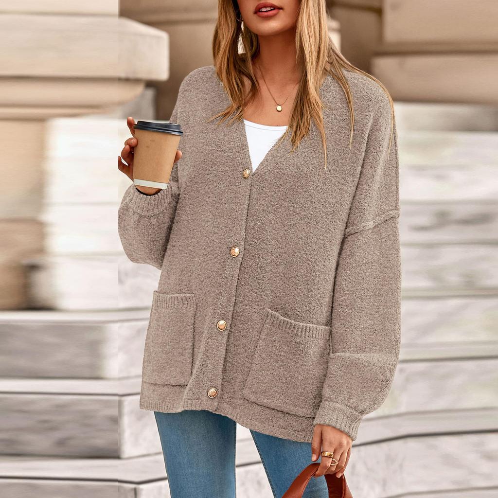 Sweaters For Women Button Long Sleeve Knit Sweater Coats With Pockets