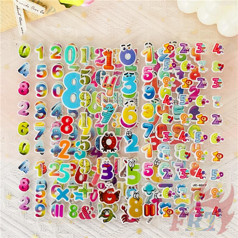 8Sheets/set Cartoon Numbers Rewards Sticker Puffy Bubble Toys Stickers