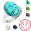 Кольцо из стерлингового серебра 925 пробы Женское Драгоценный камень Ручная работа Ювелирные изделия Пасхальный подарок Синий Зеленый Фиолетовый Медь Бирюза Пресноводный жемчуг Лазурит Перламутр Мода