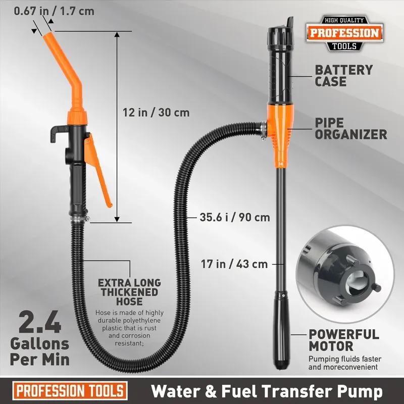Portable Electric Oil Extractor Pump Battery Power Fuel Pump Handheld Liquid Fuel and Water Transfer Pump Tools with A Gun Mouth