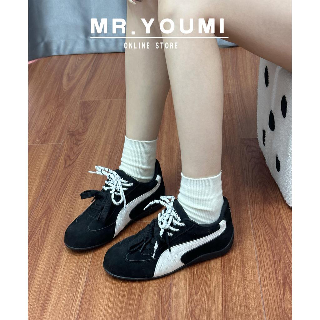 Cowhide Version~ Miu Home Retro Racing Sports Shoes Women's Forrest Gump Shoes Inner Height Increase Platform Casual Moral Training Shoes Board Shoes