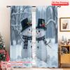 2pcs 2D Flat Printing Christmas Curtain Cute Snowmen Christmas Watercolor Polyester Without Electricity Holiday Decorations Use