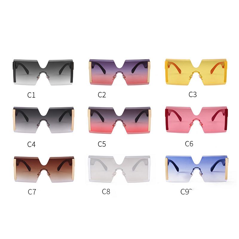 Модные градиентные квадратные безободковые солнцезащитные очки для женщин и мужчин, дизайнерские, трендовые, с синими линзами, большие солнцезащитные очки с защитой от УФ-лучей S61G