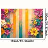 2D Colorful Floral Backdrop, Vibrant Flowers with Striped Background