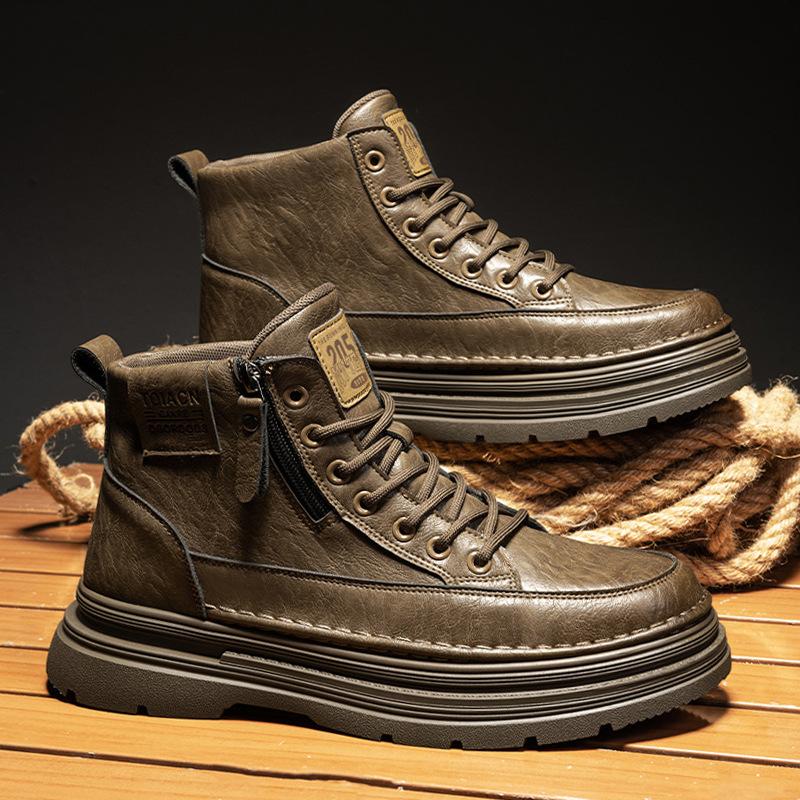 Ботинки Martin мужские осень-зима 2024 новые черные мужские водонепроницаемые ботинки в британском стиле с толстой подошвой и высоким берцем