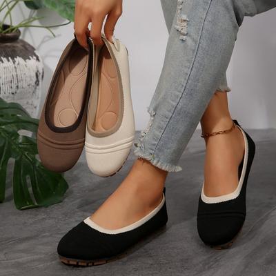 Внешняя торговля большой размер вязаные женские туфли 2025 весна и лето новый мелкая сетка круглый носок дышащие слипоны повседневные одинарные туфли