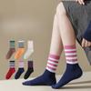 Female Autumn and Winter Three Bar Color Collision Student Movement Cotton College Wind Tube Socks