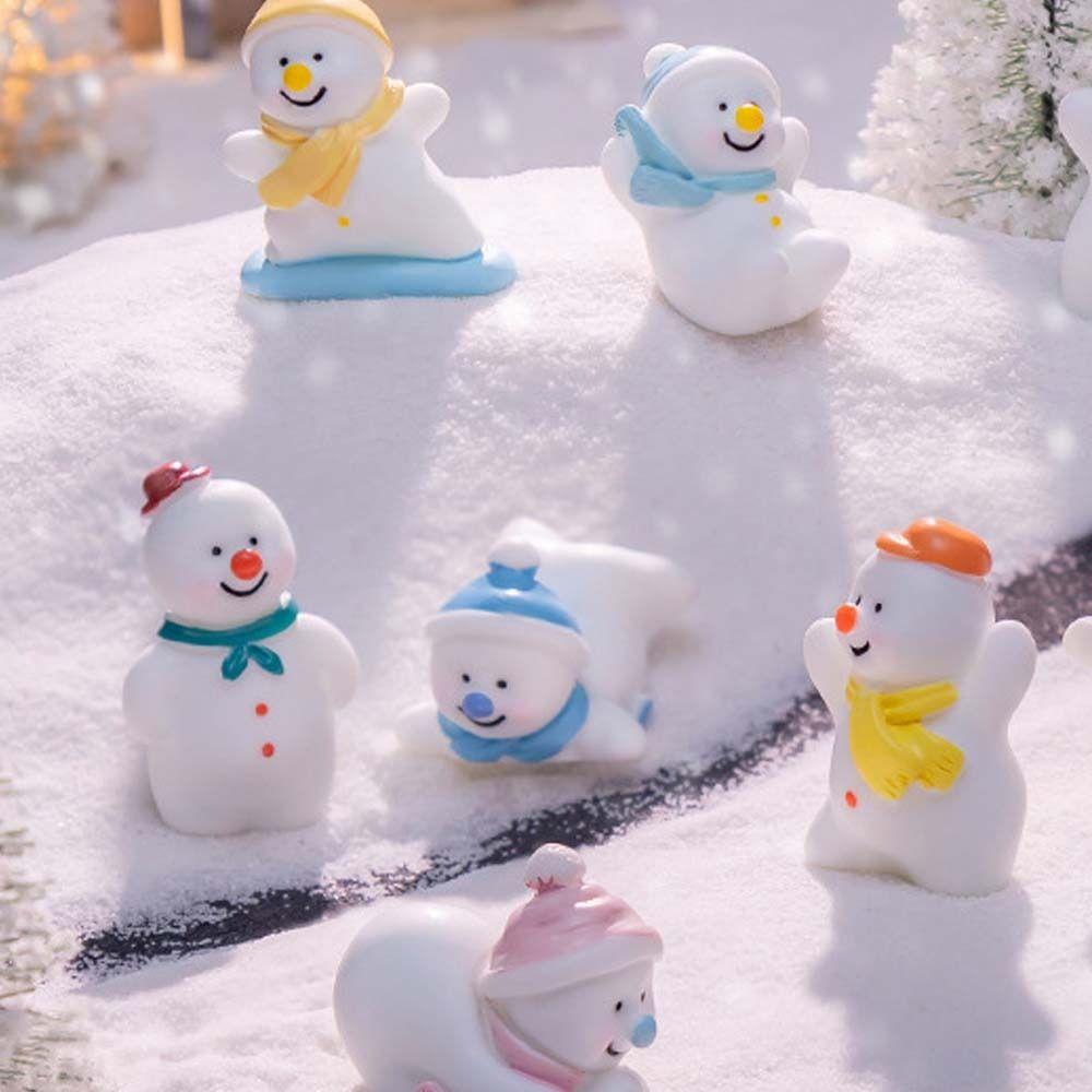 Cartoon Christmas Snowman Figurine Cute Snowman Statue Kids Gift Mini Snowman Ornament  Home Decor
