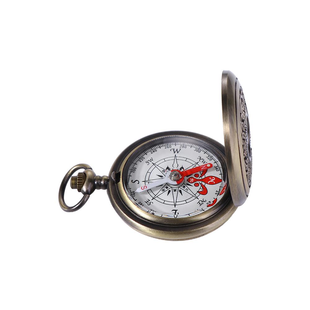 Pocket Watch Design Vintage Bronze Compass Portable Compass Outdoor Hiking Navigation Outdoor Tools