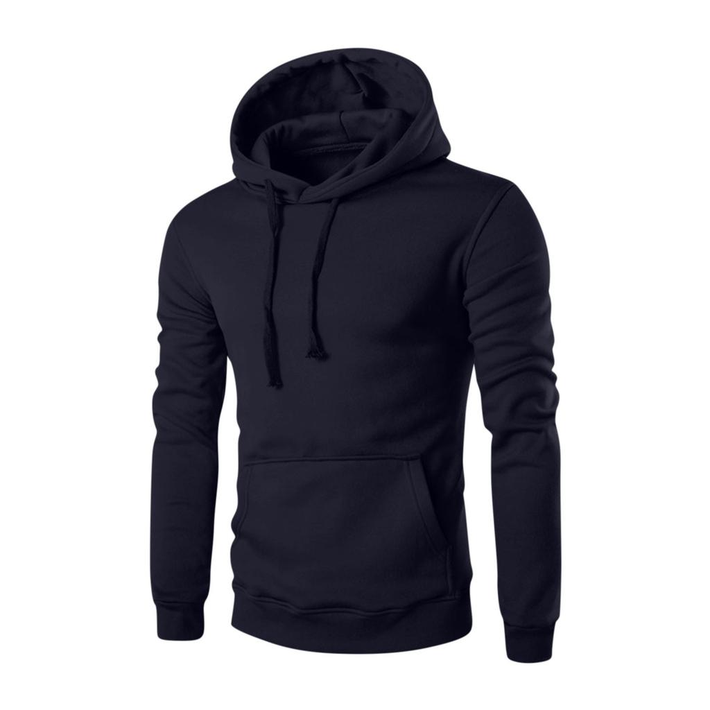 Men's Solid Color Hooded Sweatshirt Men's Casual Sports Long Sleeved Pullover Sweatshirt