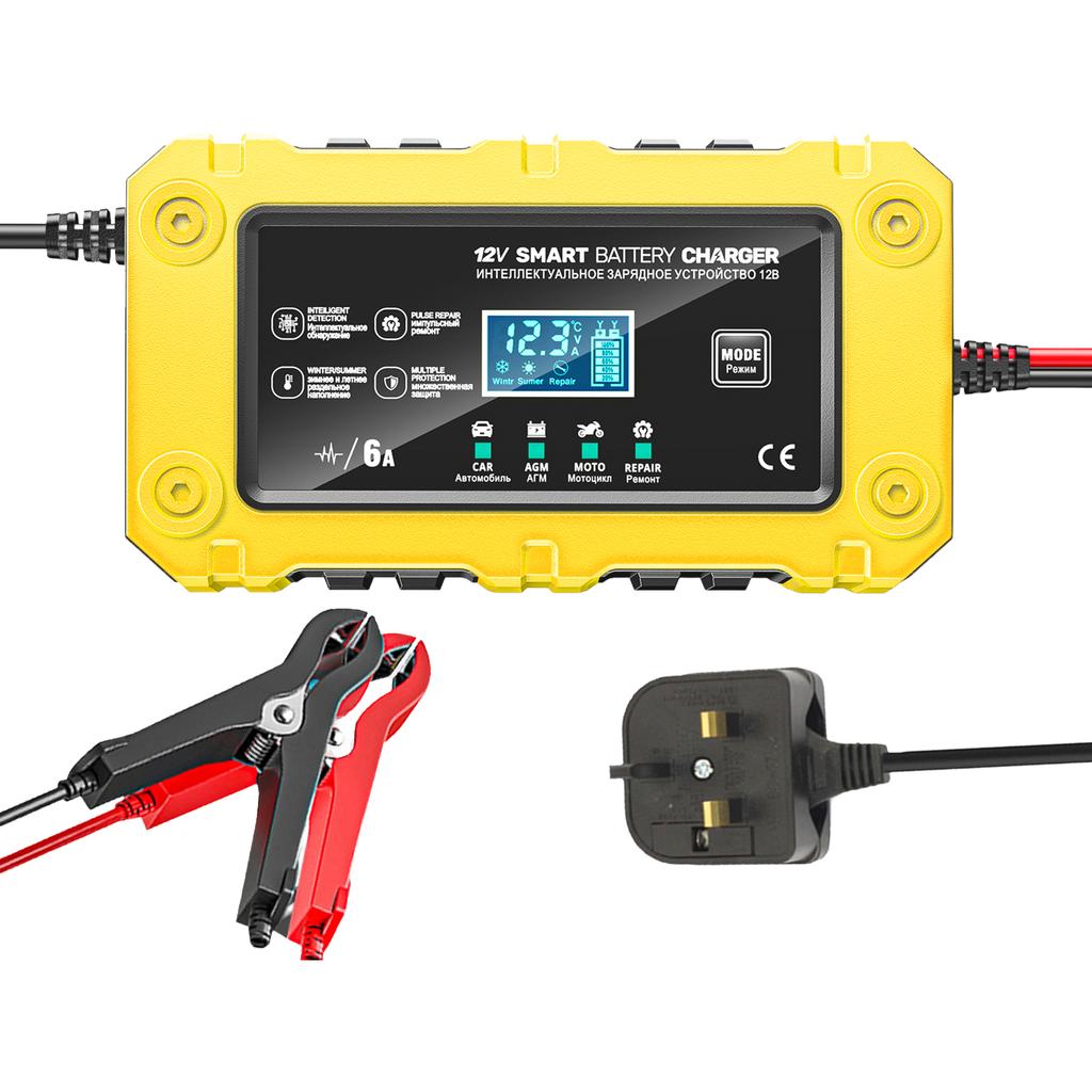 6A 12V Автомобильное зарядное устройство для аккумулятора, Поддерживающее зарядное устройство для Автомобилей, Мотоциклов, Свинцово-кислотных, AGM, GEL аккумуляторов