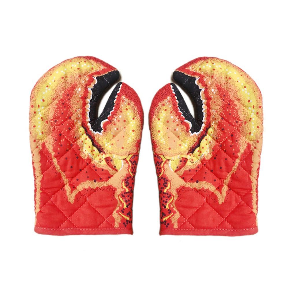 Cake Heat Resistant Anti-Scalding Lobster Claw Oven Mitts Insulation Gloves Non-Slip Cotton