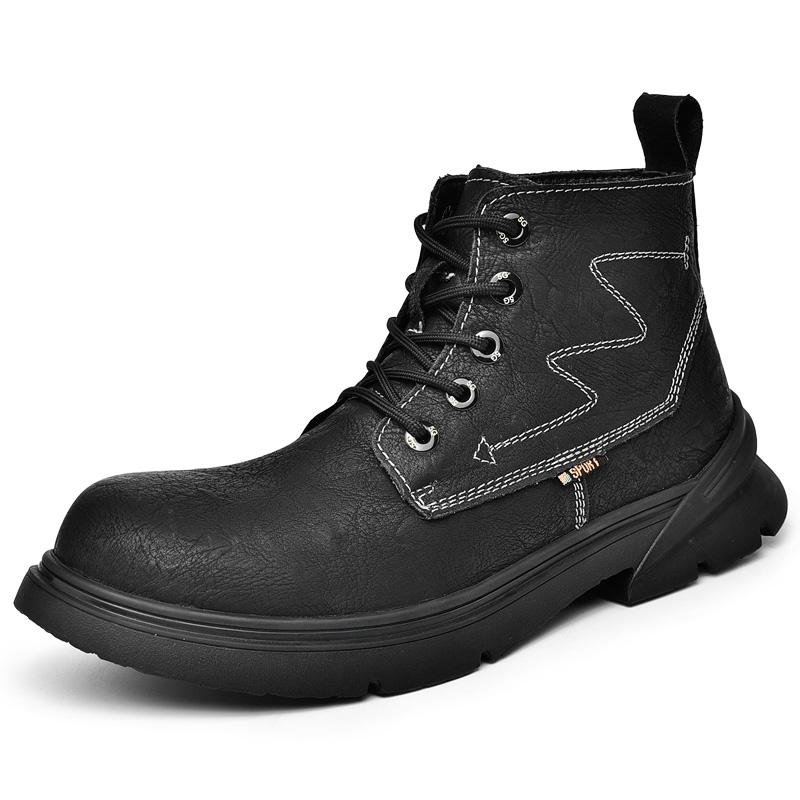 Модные рабочие ботинки Высококачественные мужские ботинки из натуральной кожи Зимние высокие ботинки Мягкие хлопковые ботинки Мужские походные ботинки для активного отдыха