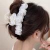 Solid Color Chiffon Hair Claw Sweet Large Hair Grab Clip Luxury Women Shark Clip  Hair Accessory