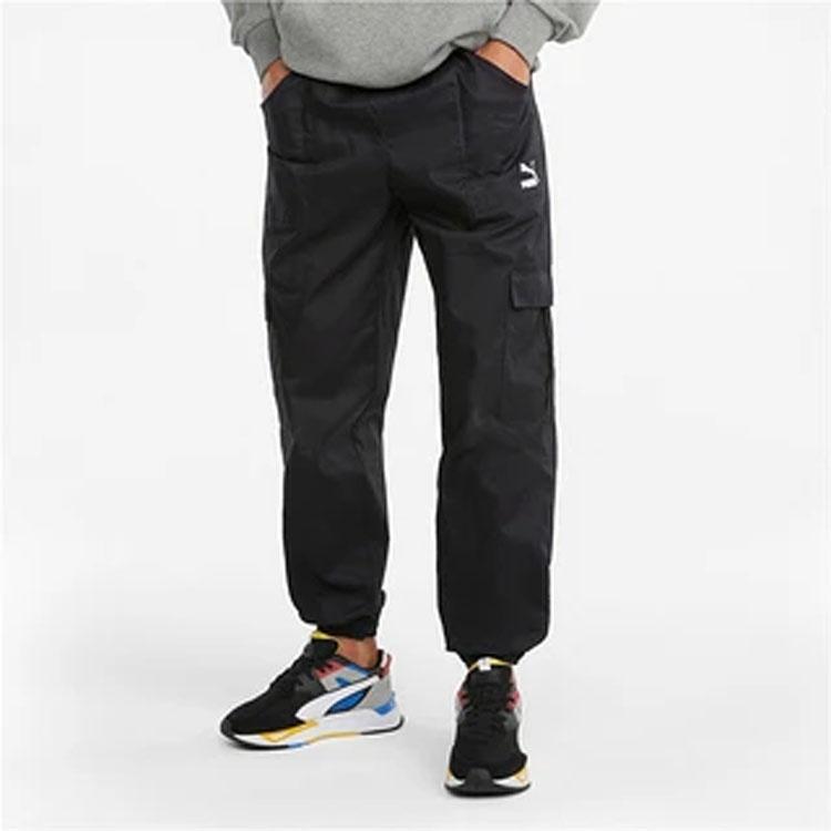Puma Плетеные Карго Брюки Повседневные Длинные Черные Мужские 533101-01