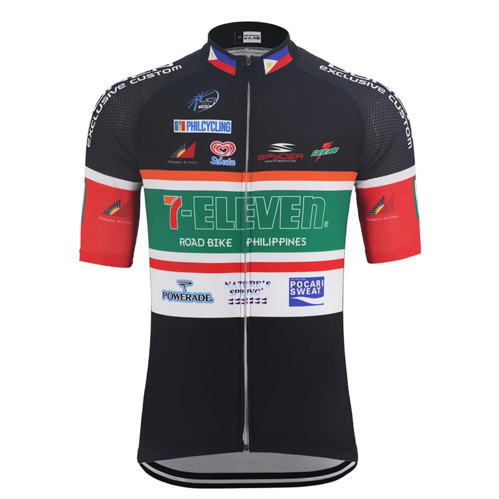 7-Eleven Cycling Jersey Set Short Sleeve Bib Shorts Dry Fit Lycra Unisex