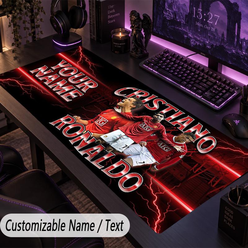 Large Mouse PadCristiano Ronaldo Custom Name Text Personalized Desk Mat Non Slip Gaming Pad
