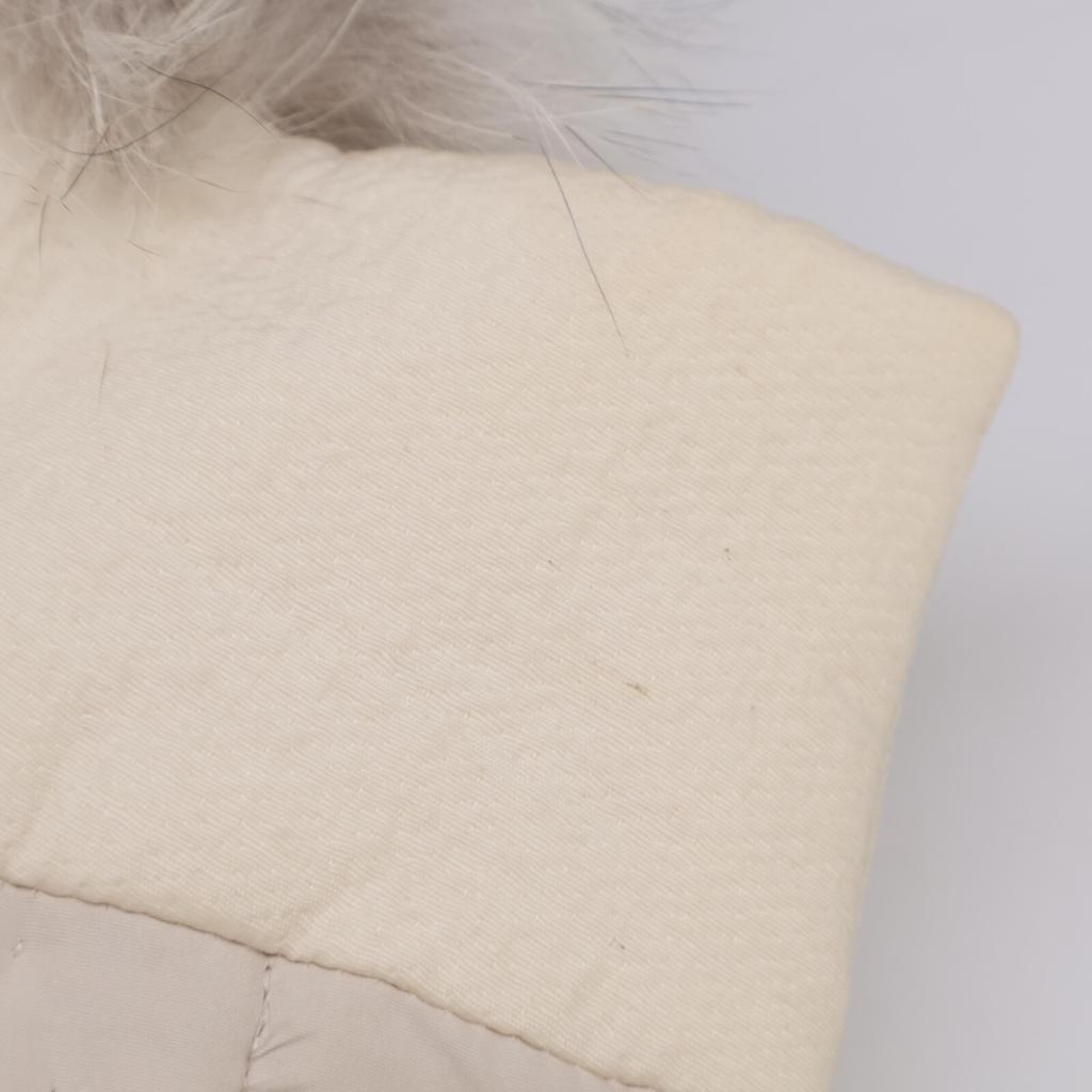 FOXEY Boutique 34690 Пуховик из альпаки с лисьим мехом и контрастным дизайном пальто 38 Слоновая костьБ/у