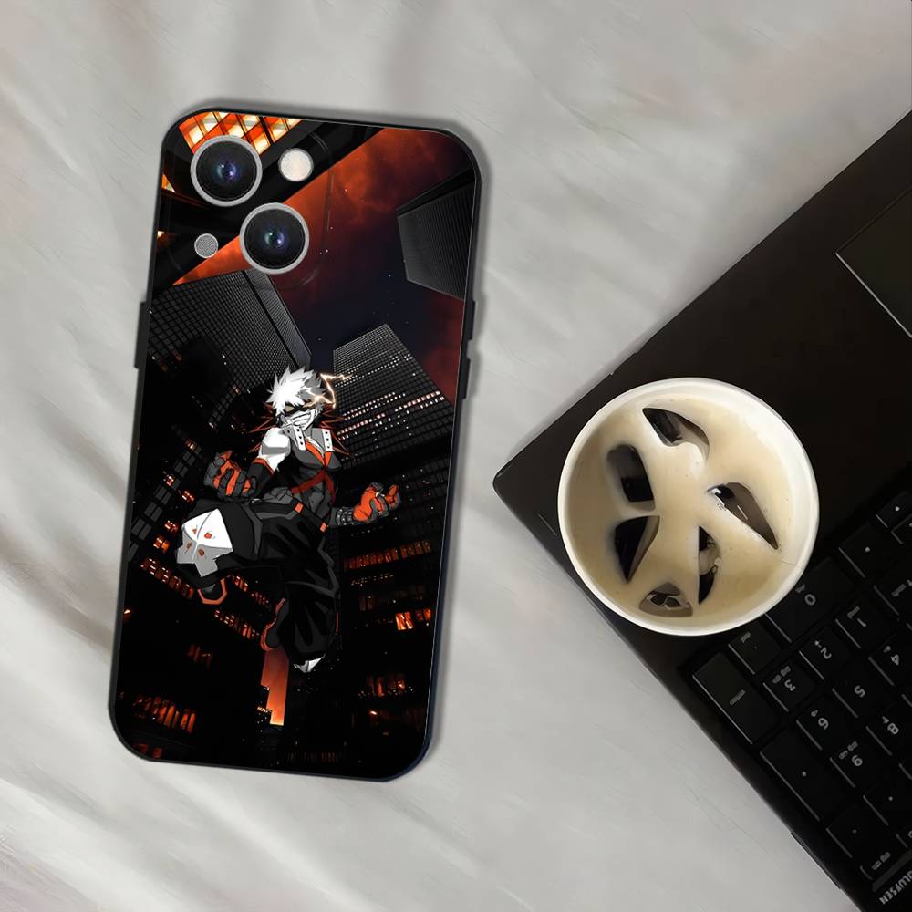 H-Герой Кацуки Б-Бакуго Чехол для телефона для iPhone 16,15,14,13,12,11,Pro,XS,Max,XR,Plus,E,SE4,Mini Черный Мягкий Чехол