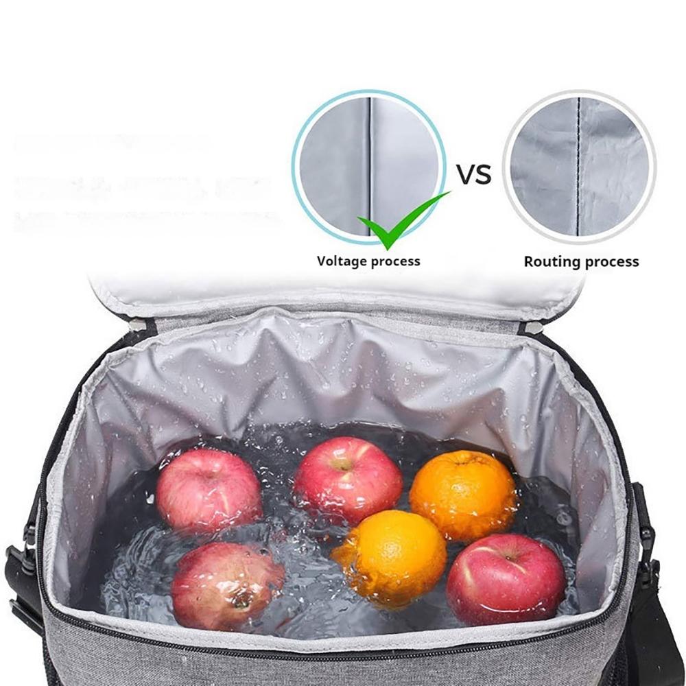 Gray 15L Portable Large Insulated Lunch Bag Shoulder Carry Outdoor Picnic Lunch Bag Waterproof Leak-proof Thickened Handheld