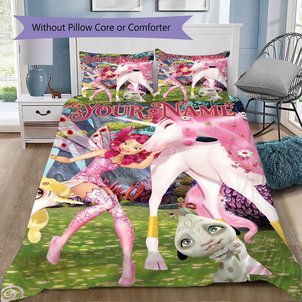 Custom Name Mia and Me Pattern Bedding uilt Set uilt Cover Pillowcase Home Decoration Birthday Gift (1*duvet cover+2*pillowcase without core)
