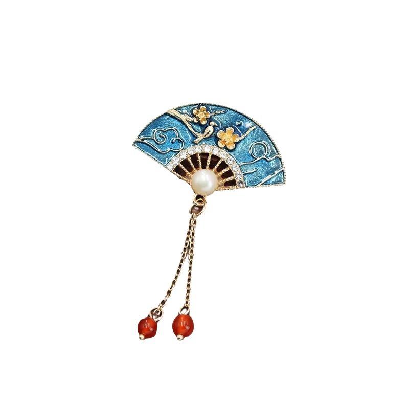 Antique Brooch Female High-end Sense High-end Court Temperament Elegant Pearl Pin Cheongsam Placket Hanfu Accessories Corsage