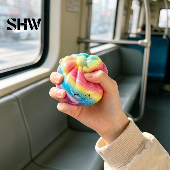 Tension Relief Hand Grip Colorful Bun Squeeze Toy, Soft Sensory Fidget Cute Anxiety Items Stress Toy for Adults Kids Christmas Stocking Stuffers
