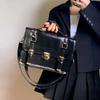 Vintage Black Messenger Bag Women New PU Leather Solid Crossbody Bags Ladies Retro Harajuku