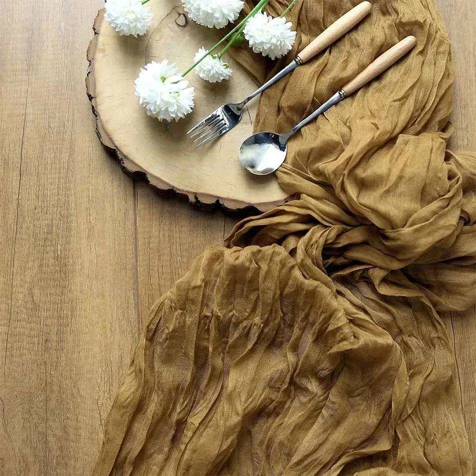 Дорожка для стола из нежно-голубой марли, 4 шт. в упаковке, винтажная деревенская марлевая дорожка для стола, украшение в стиле бохо на День Святого Патрика, Пасхальная свадьба