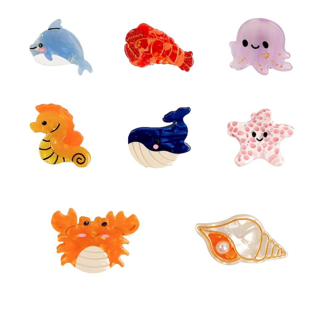 Cartoon Small Hair Claw Clip Whale Barrette Headdress Ocean Series Hairpin Girls