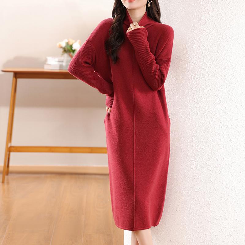 Женское кашемировое платье Qinghe кашемир 30% кашемир 70% шерсть осенне-зимняя кашемировая юбка мягкая и теплая