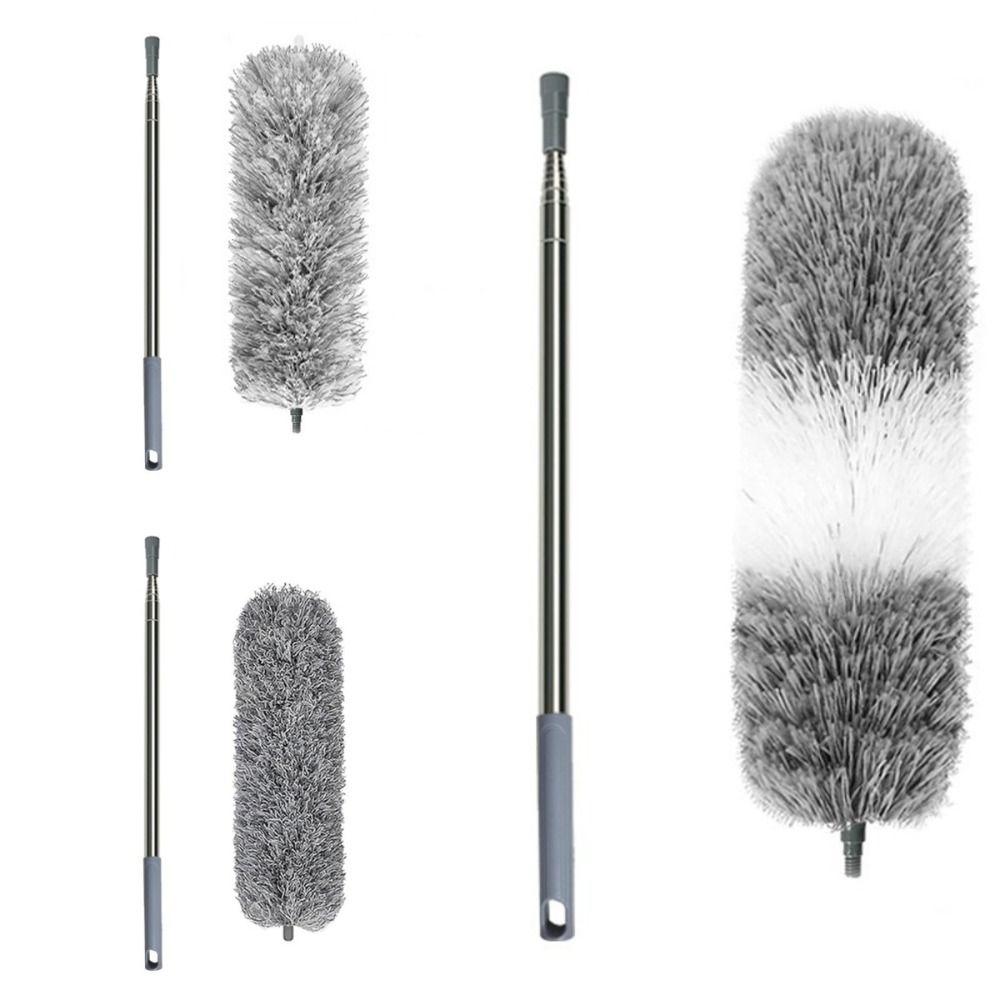 Telescopic Design Chicken Feather Duster Stainless Steel Handle Microfiber Duster  Household Use