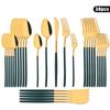 30Pcs Tableware Set Stainless Steel Cutlery Dinner Knife Dessert Fork Spoon Dinnerware White Gold Flatware Kitchen Silverware
