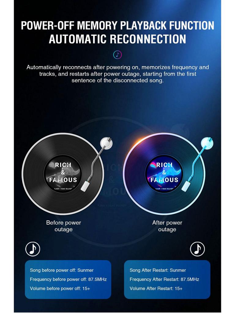 Автомобильный MP3-плеер с Bluetooth, функцией громкой связи, воспроизведением через USB, FM-передатчиком и разноцветной подсветкой