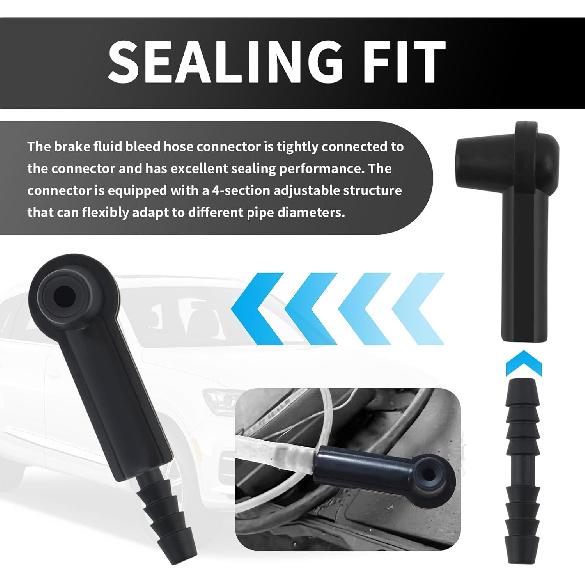 Brake Bleeder Check Valve Kit with Connector&Dust Cover,Brake Bleeder Hose One Way Check Valve for Hydraulic System,Universal Brakes Bleeding Tool
