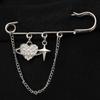 Hip-hop Trendy Shiny Zircon Evil Eye Cat Star Moon Key Pearl Charms Safety Pin Brooches for Women Suit Decorations Jewelry Gifts
