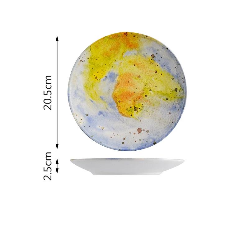 Стиль легкой роскоши Цветные керамические тарелки Ресторан Десерты Салатная тарелка Тарелка для вкусных блюд Креативная бытовая посуда