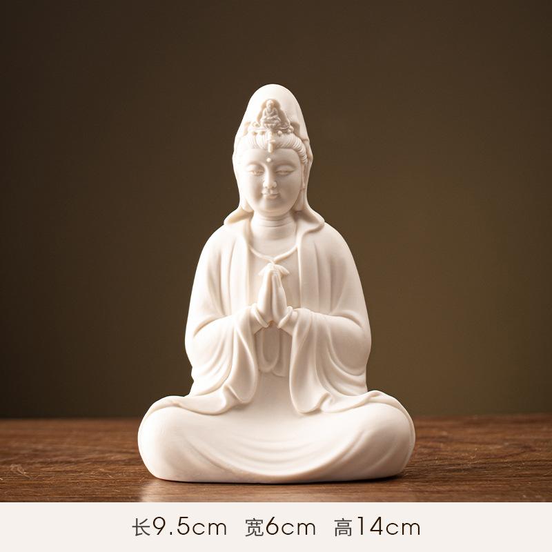 Китайская Гуаньинь Бодхисаттва для гостиной, статуя Будды, поклонение фоновому свету, украшение в стиле дзен