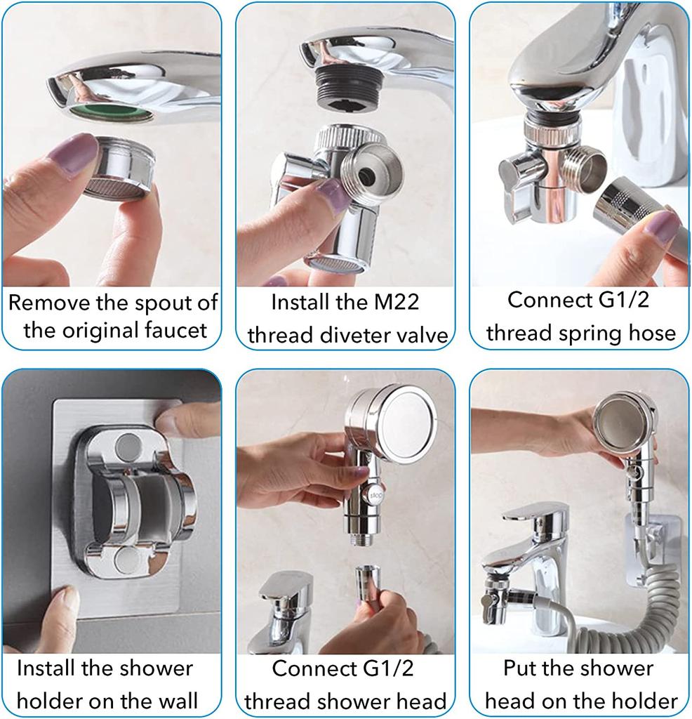 Faucet Extender External Shower Head Bathroom Faucet Adapter Attachment High Pressure Washbasin Faucet External Shower Head Set