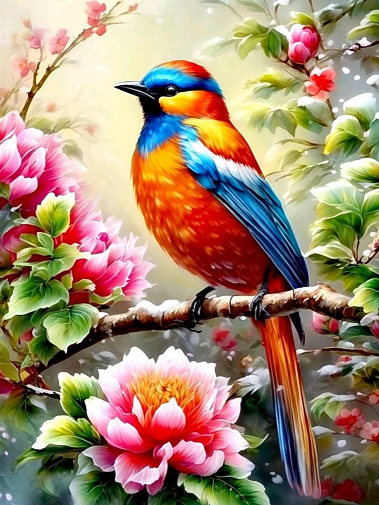 5d Diy Алмазная картина Мозаика Журавль Птица Цветок Полный квадрат Круглый Ювелирные изделия Вышитый крест Животное Ручная работа Украшение на стену