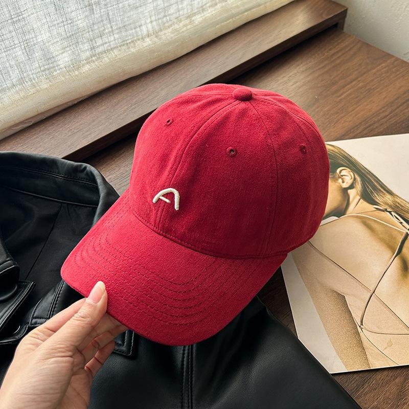 Простая бейсболка с вышивкой буквы А для женщин в корейском стиле, повседневная и универсальная, с мягким верхом, для пары, показывающей свои лица, с маленькой кепкой-утенком
