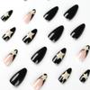 24pcs Nail Tips Press On Nails Simple Fake Nials Star French False Nails Long Almond