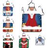 Polyester Waterproof Apron With Fun Cartoon Prints For Couples Cooking And Party Use